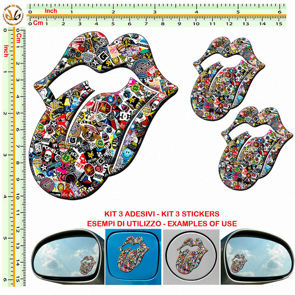 Miniatura: Adesivi specchietti rolling lips Sticker bomb mirror auto 3 Pz.