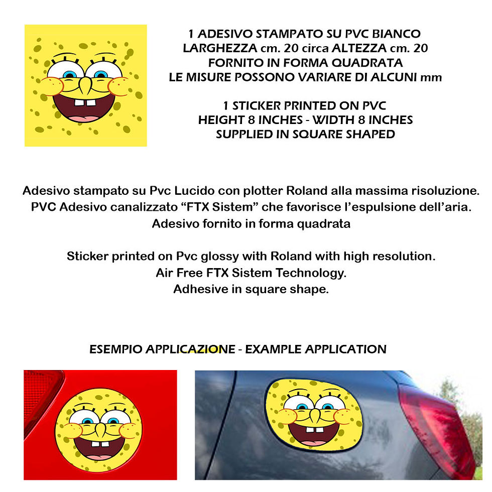 Miniatura: Adesivi serbatoio auto spongbob 12 Sticker car tank 1 Pz. Size 20x20 c