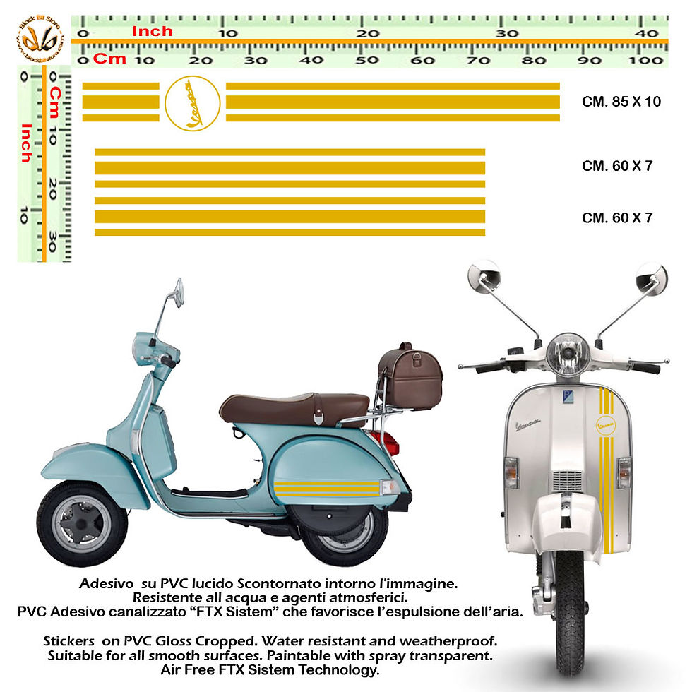 Miniatura: Adesivi prespaziati vespa strisce sticker pvc cropped 3 PZ.