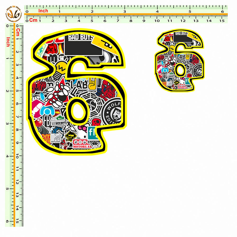 Miniatura: Adesivi numeri sticker bomb number stone design 2 pz. cm. 10-5