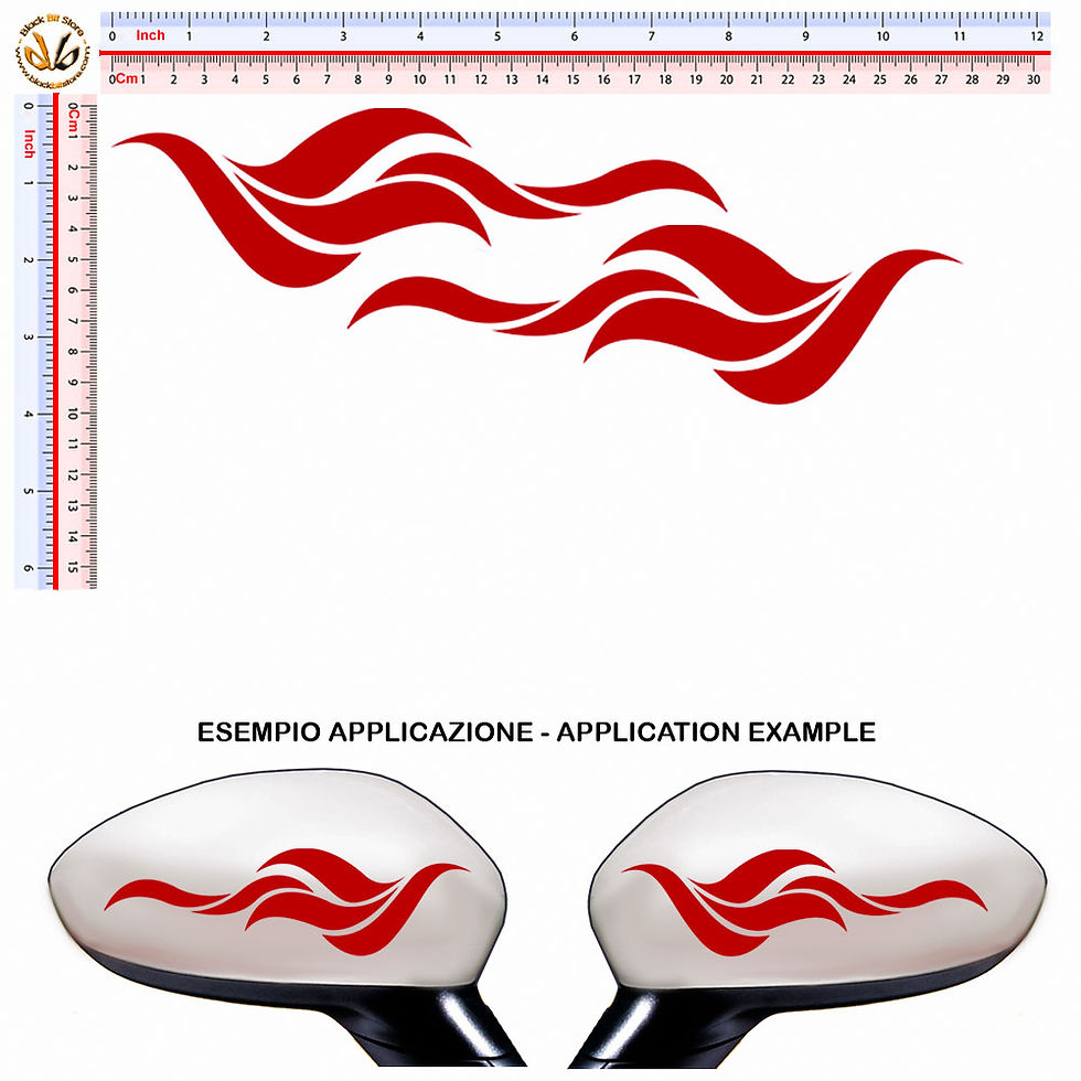 Miniatura: Fiamme adesive specchietti Wing Mirror sticker Flames 2 pz.
