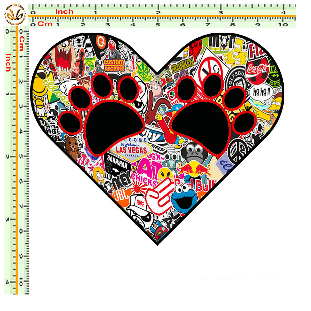 Adesivi cuore impronte heart Sticker bomb auto 1 Pz.