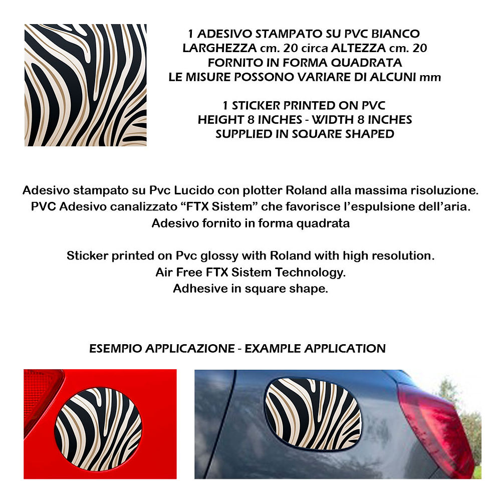 Miniatura: Adesivi serbatoio zebra auto Sticker car tank 1 Pz. Size 20x20 cm