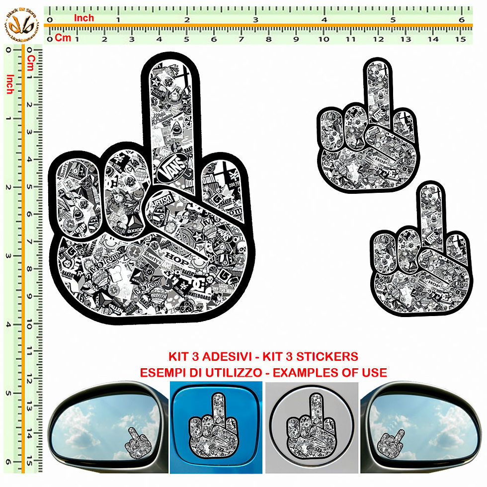 Miniatura: Adesivi specchietti fuck off Sticker bomb mirror auto 3 Pz.