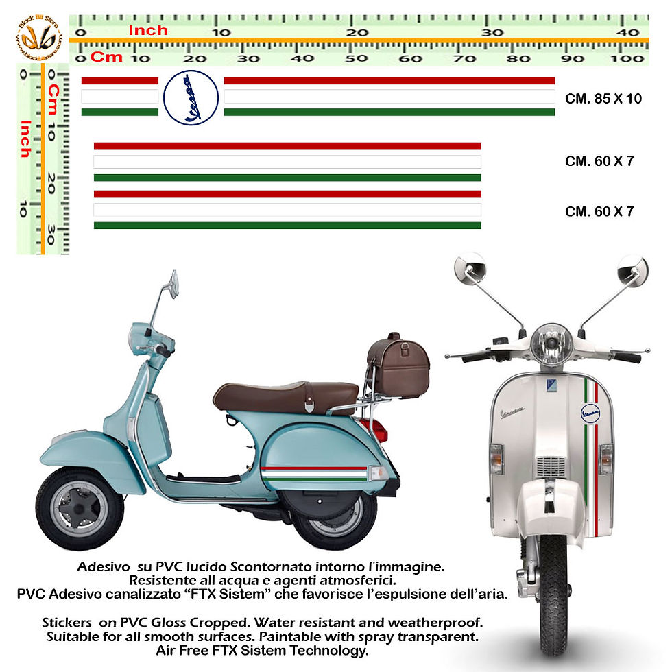 Miniatura: Adesivi vespa bandiera italia flag sticker 3 PZ.