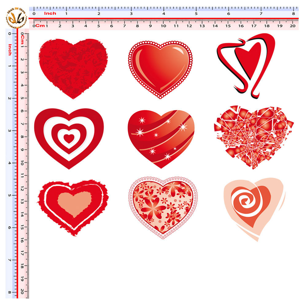Adesivi cuori stilizzati hearts Sticker 9 Pz.