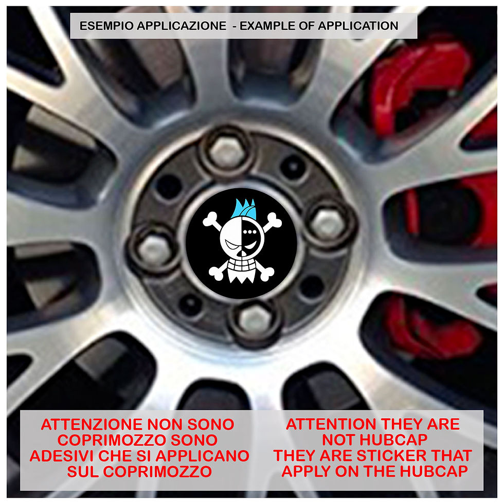 Miniatura: Adesivi coprimozzo one piece franky skull sticker for hubcap auto moto
