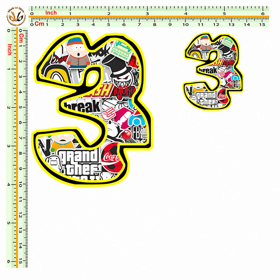 Miniatura: Adesivi numeri sticker bomb number stone design 2 pz. cm. 10-5