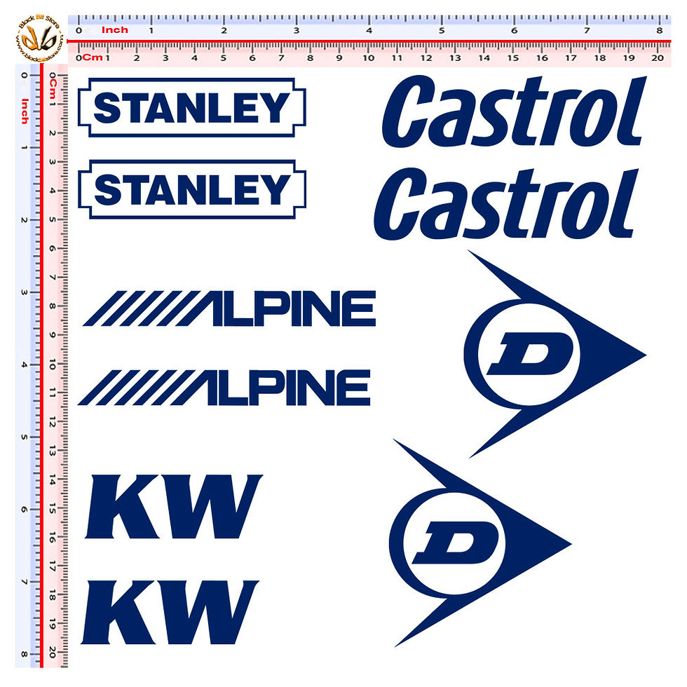 Miniatura: Sticker Adesivi sponsor stanley dunlop KW castrol alpine 10 pz.