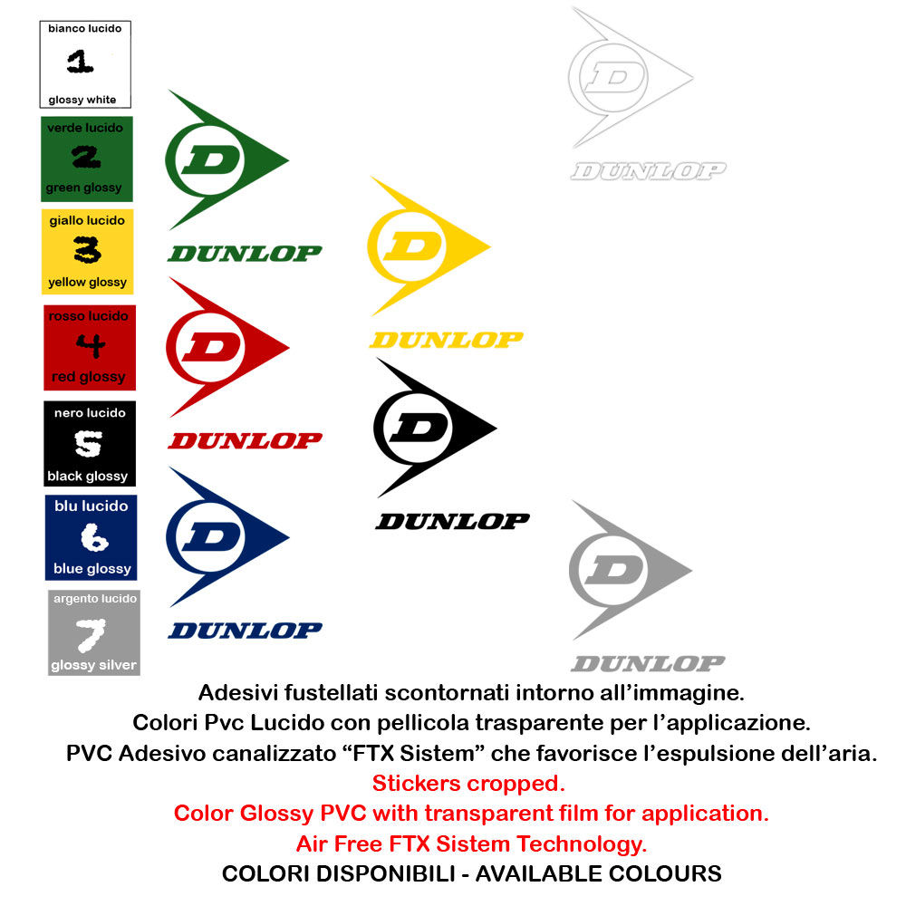 Adesivi Sticker Dunlop 4 Pz. Size 8 - 10 cm