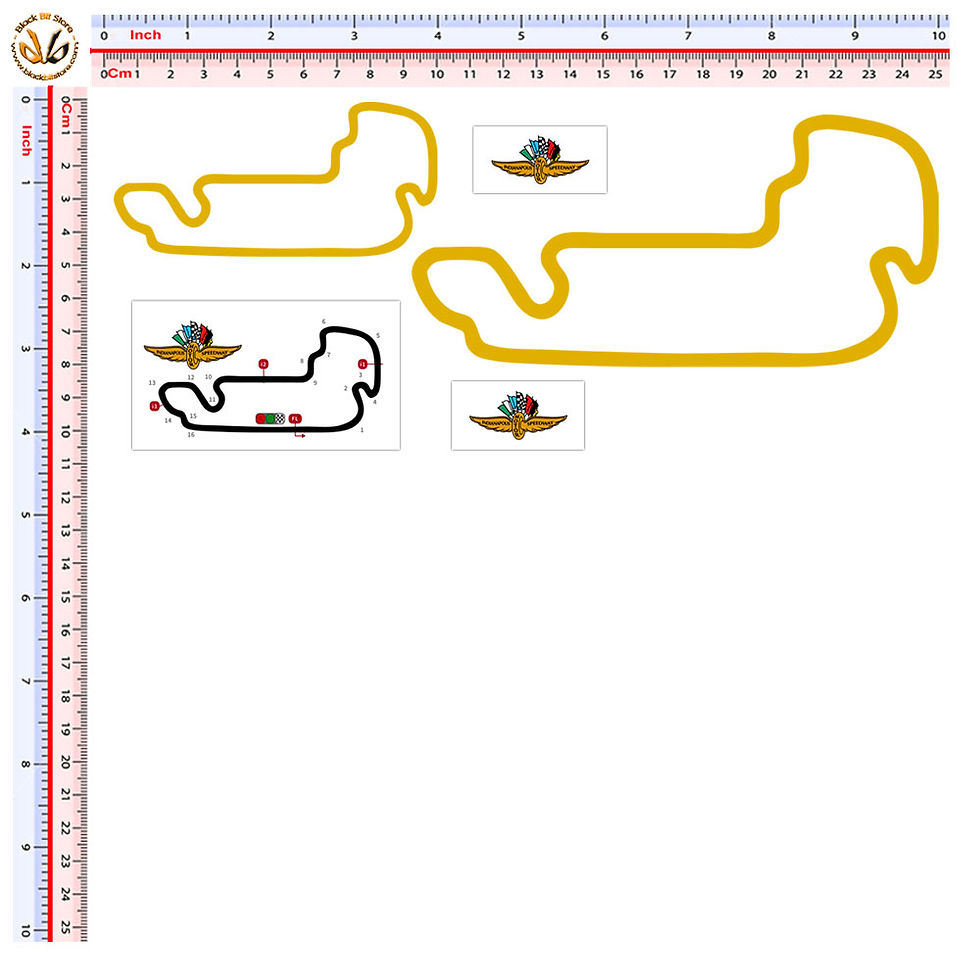 Miniatura: Adesivo PVC Prespaziato Indianapolis Circuit Sticker 5 Pz