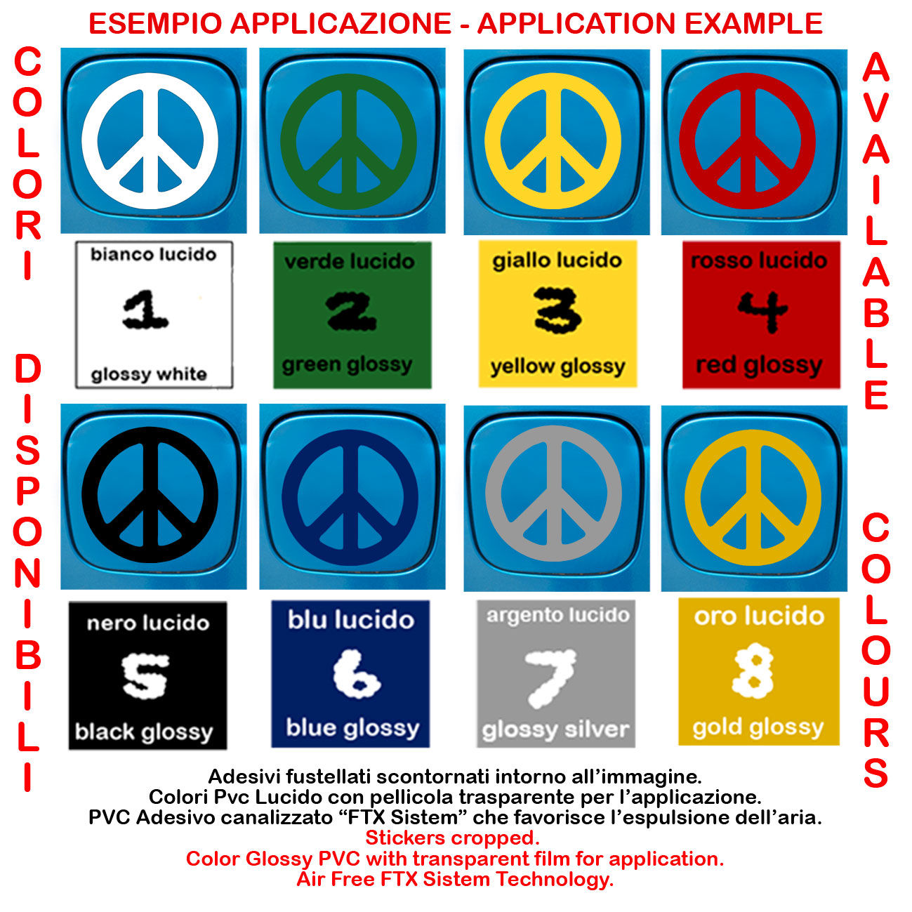 Adesivi serbatoio pace peace Sticker car tank 1 Pz.