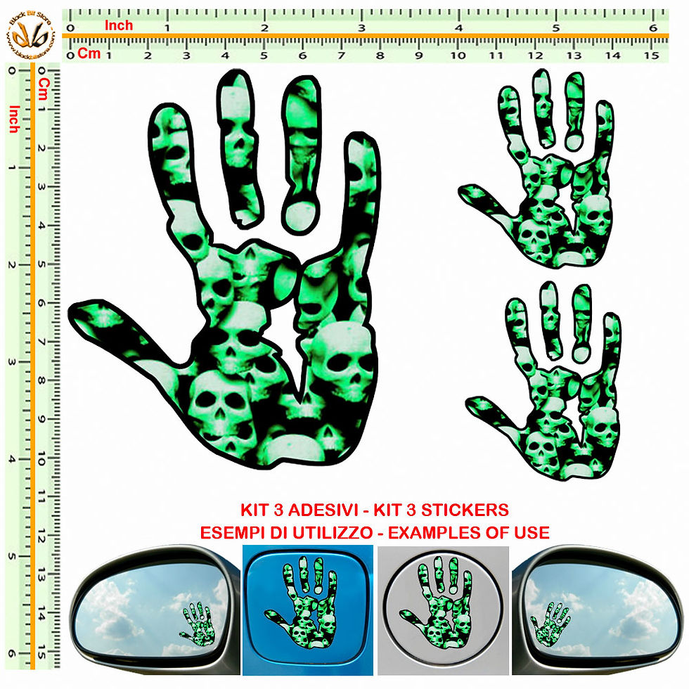 Miniatura: Adesivi specchietti mano hand Sticker bomb mirror auto 3 Pz.