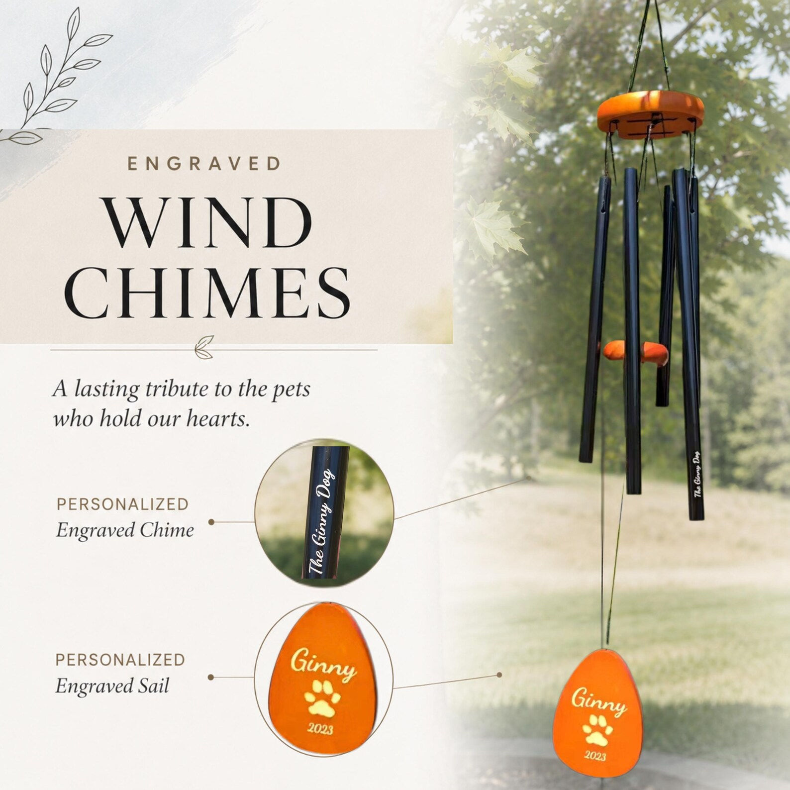 Personalized Pet Memorial Wind Chime — photo 1