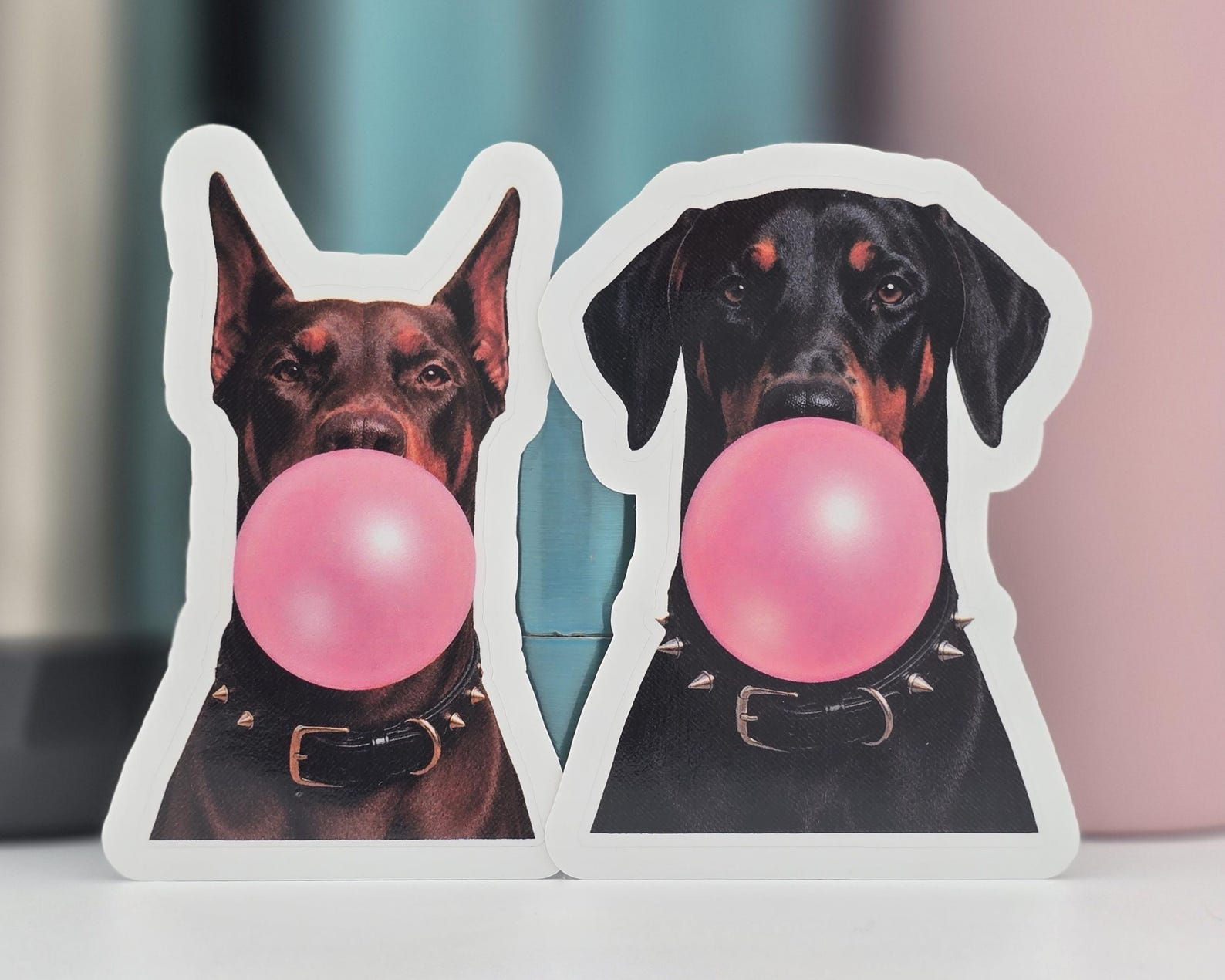 Doberman Pink Bubble Gum Sticker — photo 1