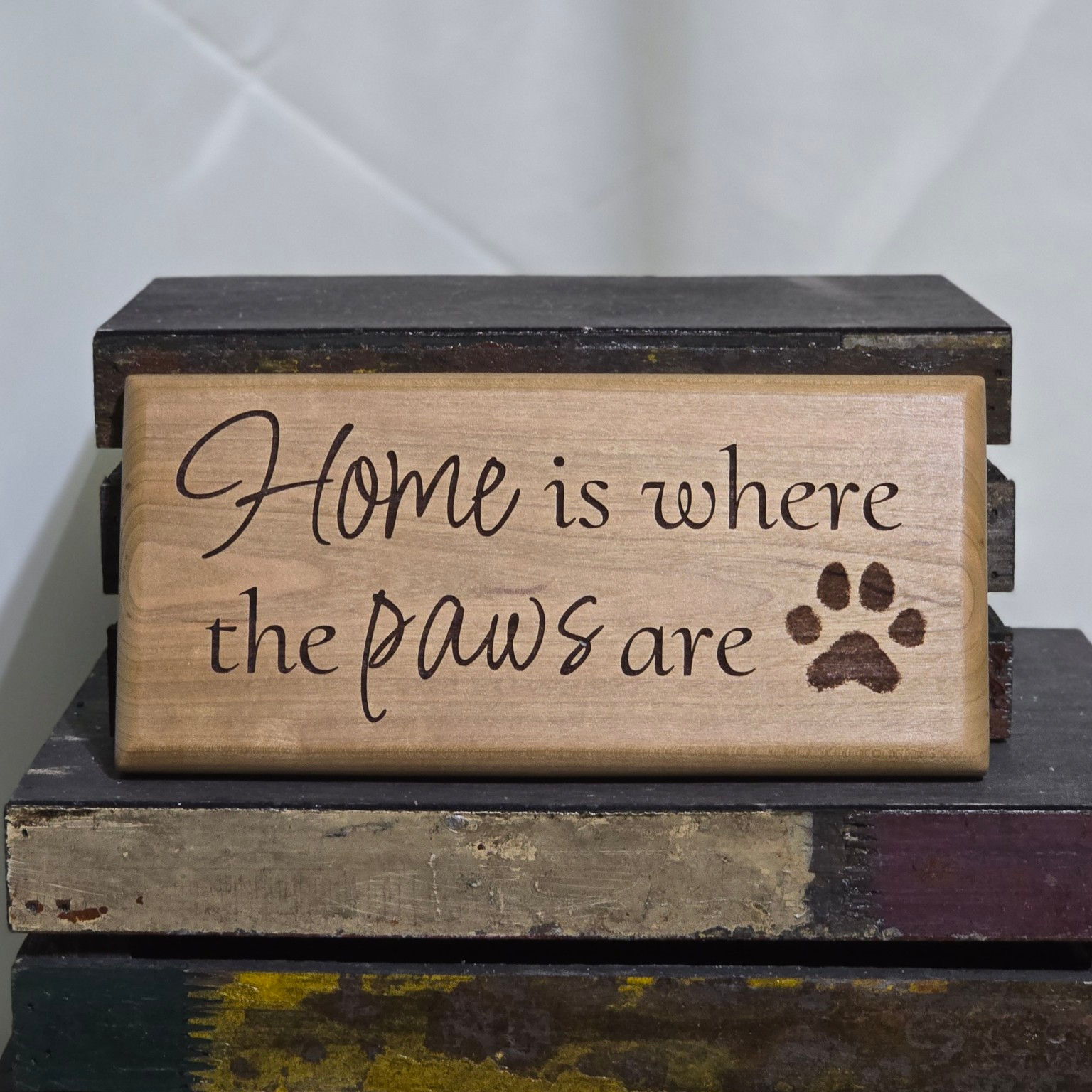 Home is where the paws are — standard engraved sign