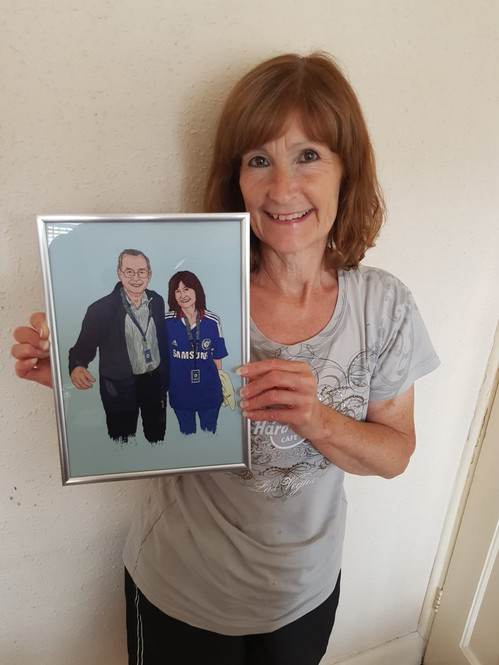A Happy Cindy Holding Her Gifted Print