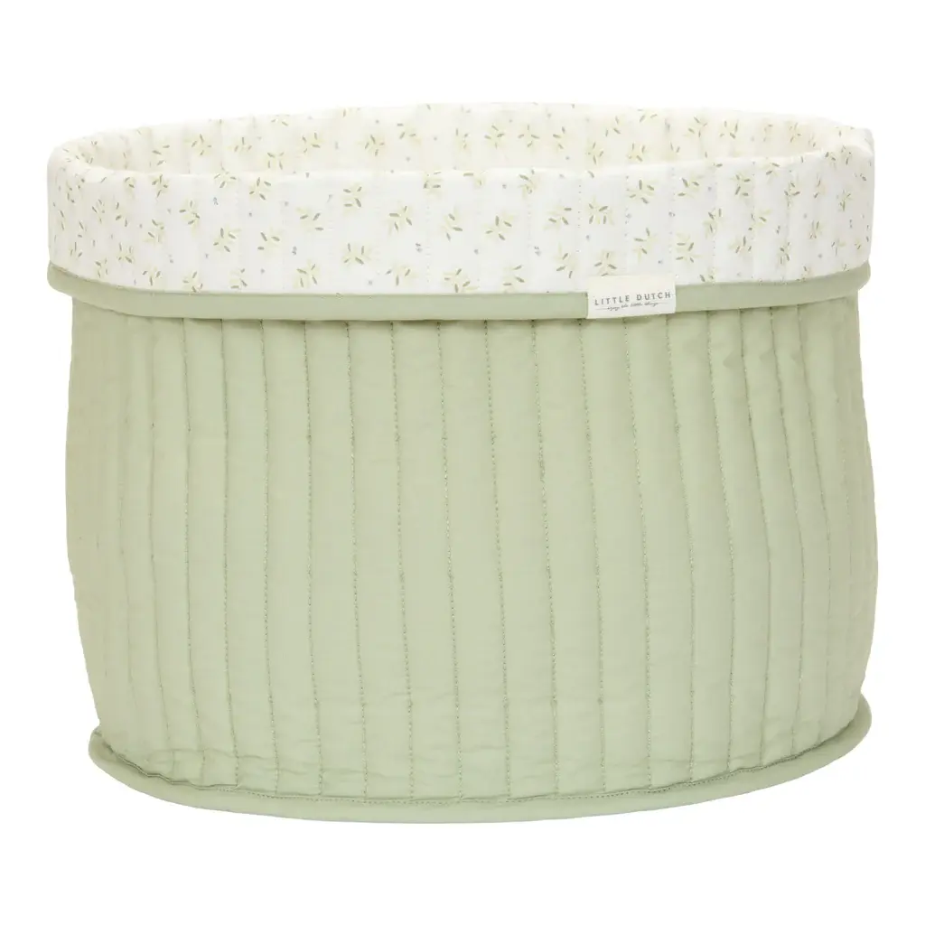 LITTLE DUTCH Quilted StorageBasket Large Blueberry Leaves (reversible)