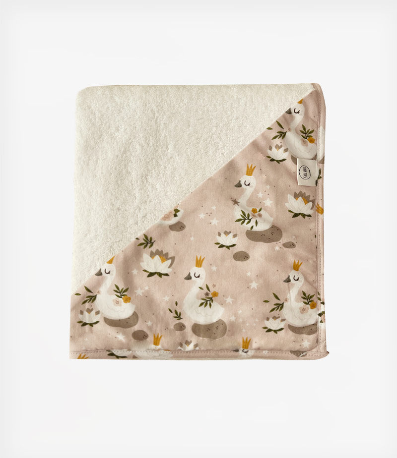 TINY TOES Hooded Towel White Swan