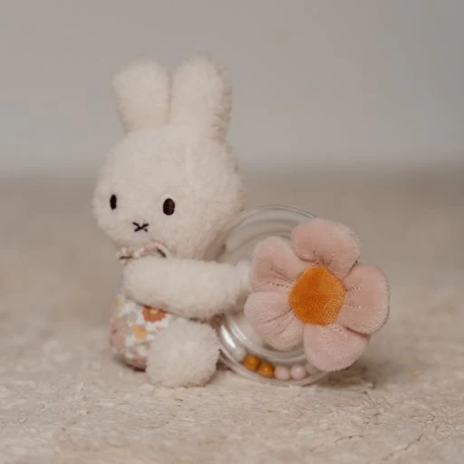 Miffy Teething Ring Rattle In Pastel Pink by Miffy Handmade