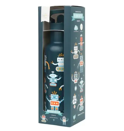 Thumbnail: A LITTLE LOVELY COMPANY-XL Stainless steel drink bottle-Robots