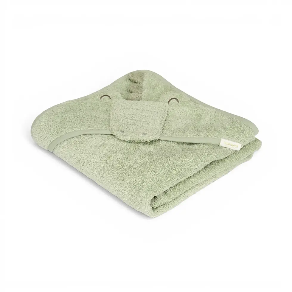 Thumbnail: LITTLE DUTCH -Hooded towel Crocodile 100x100