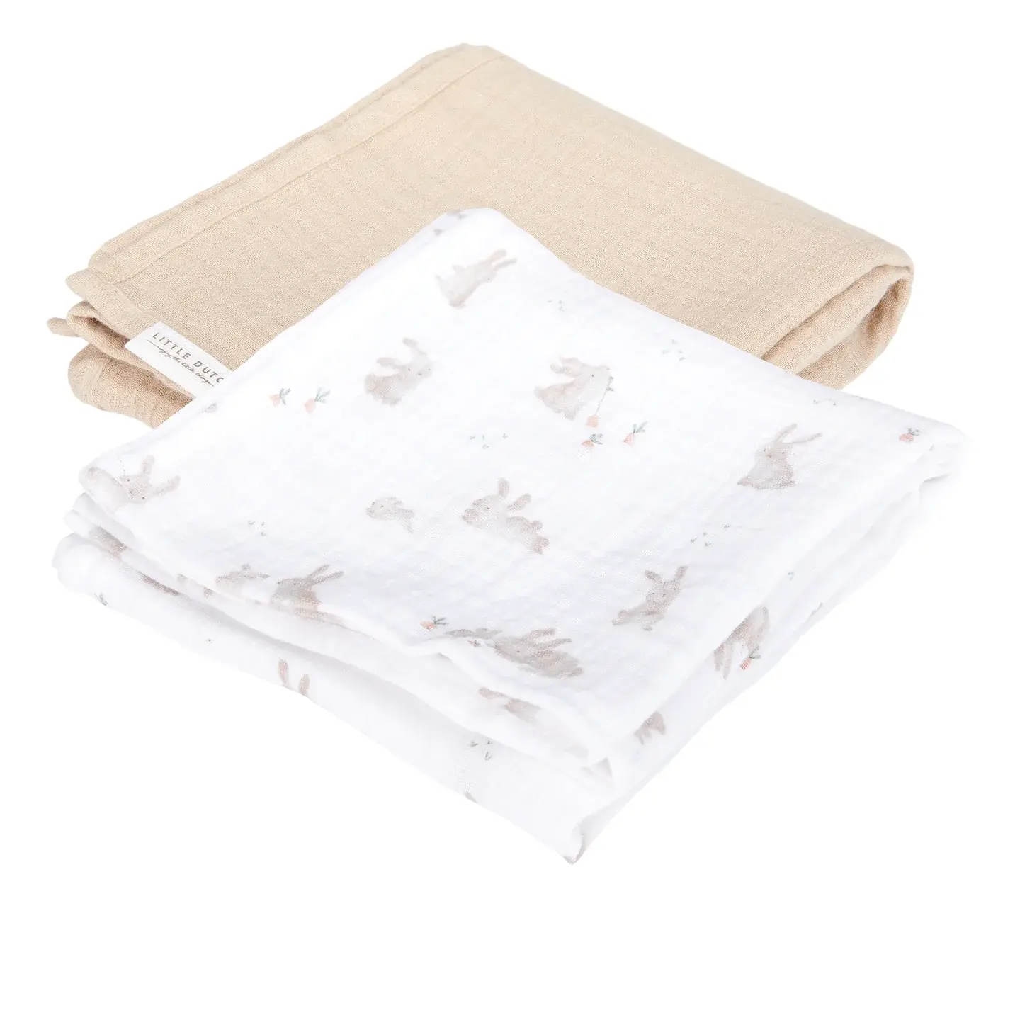 LITTLE DUTCH Swaddles Muslin Baby Bunny / Beige 70x70