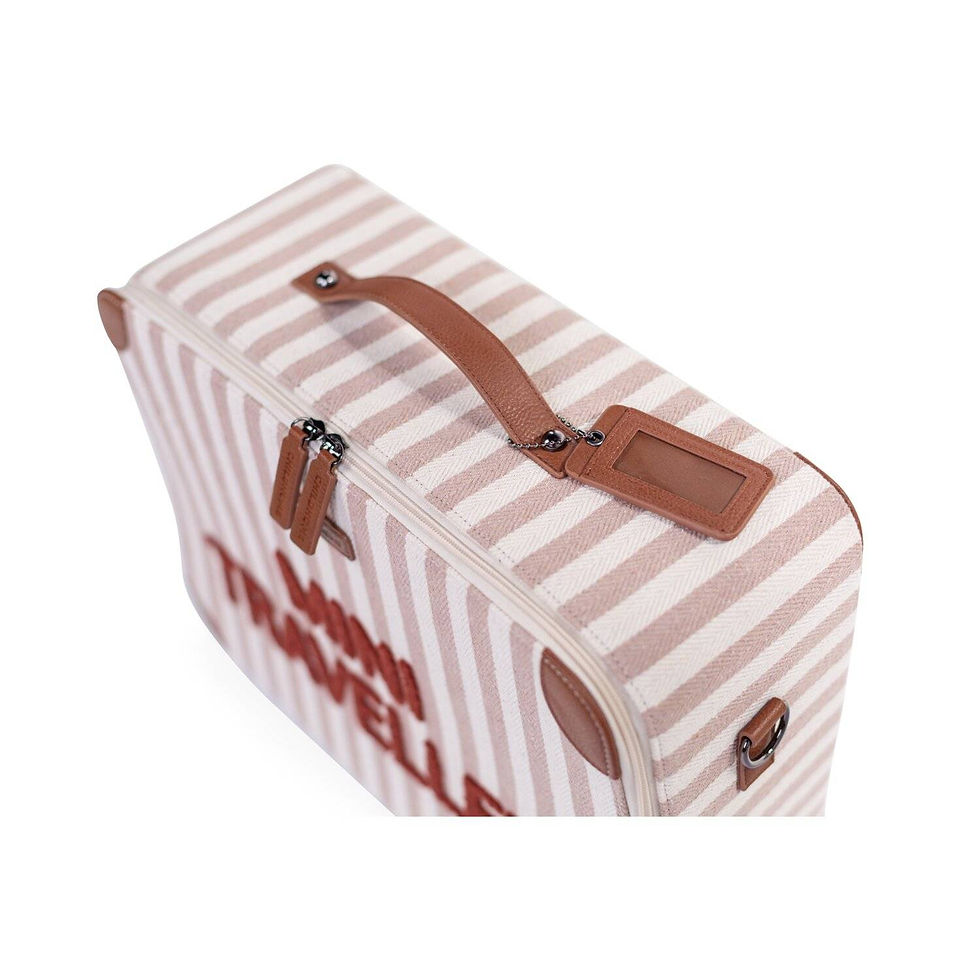 Thumbnail: CHILDHOME Mini Traveller Kids Suitcase -Stripes Nude Terracotta
