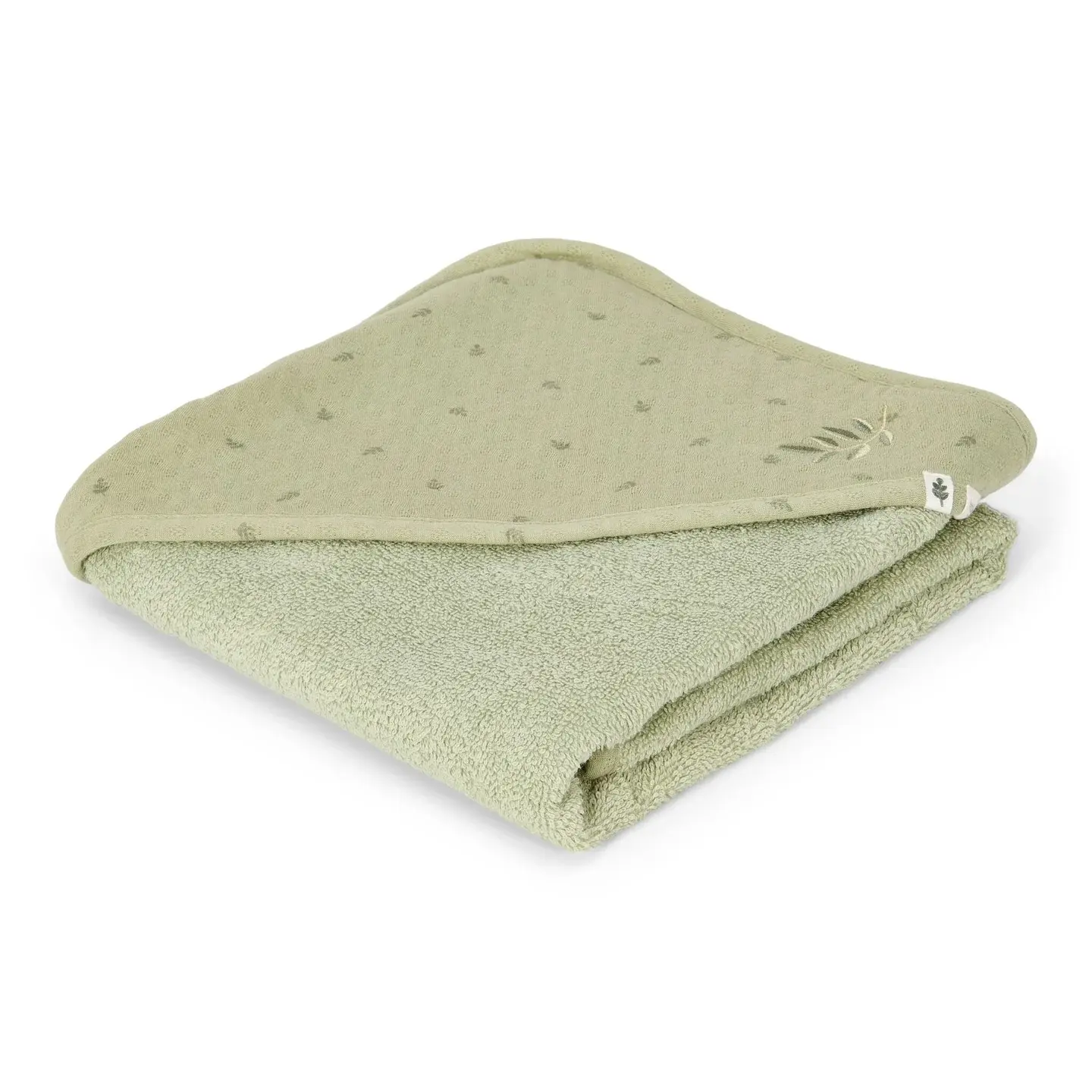 LITTLE DUTCH - Hooded towel Pure Sage 100x100