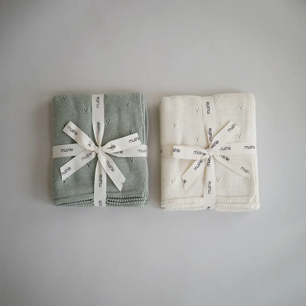 Mushie Knitted Baby Blanket Pointelle