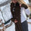 Thumbnail: Long Tail Large Knit Cord Shawl