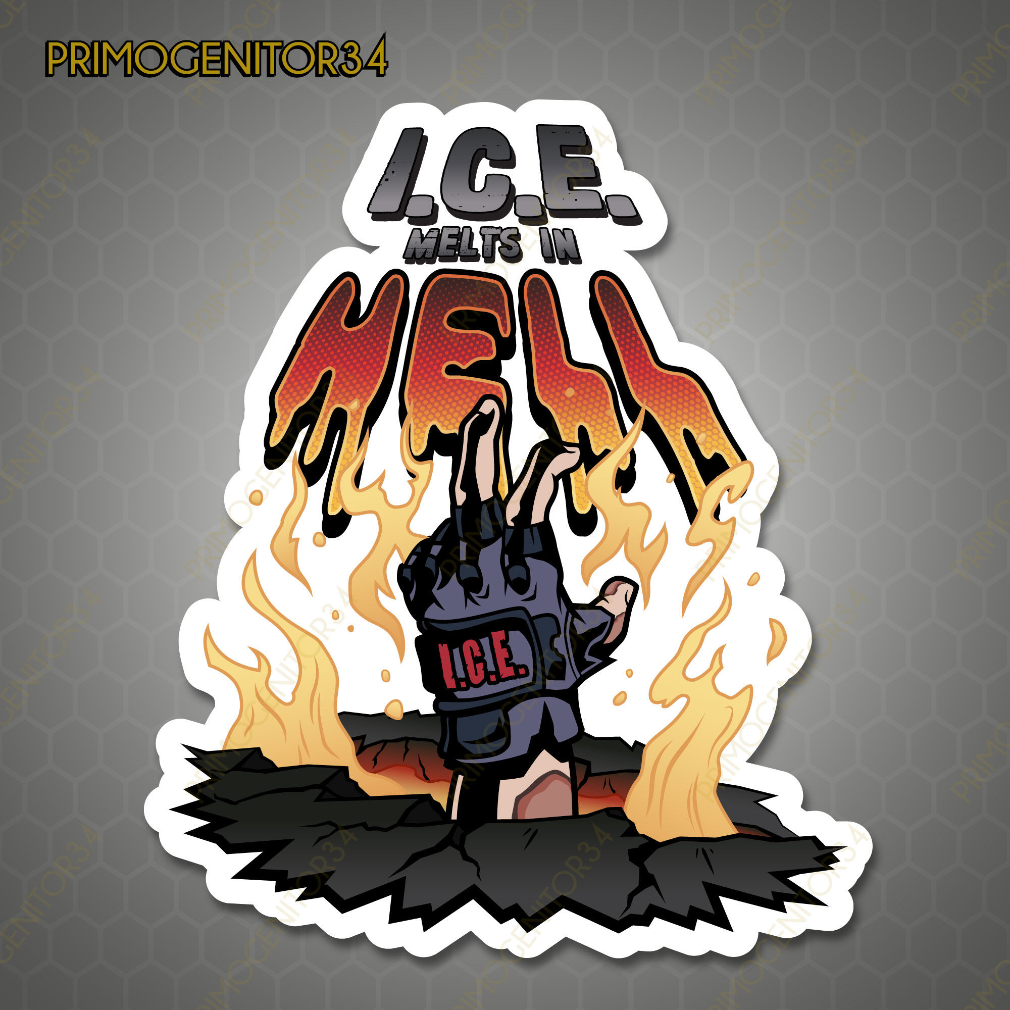 ICE Melts in Hell Sticker