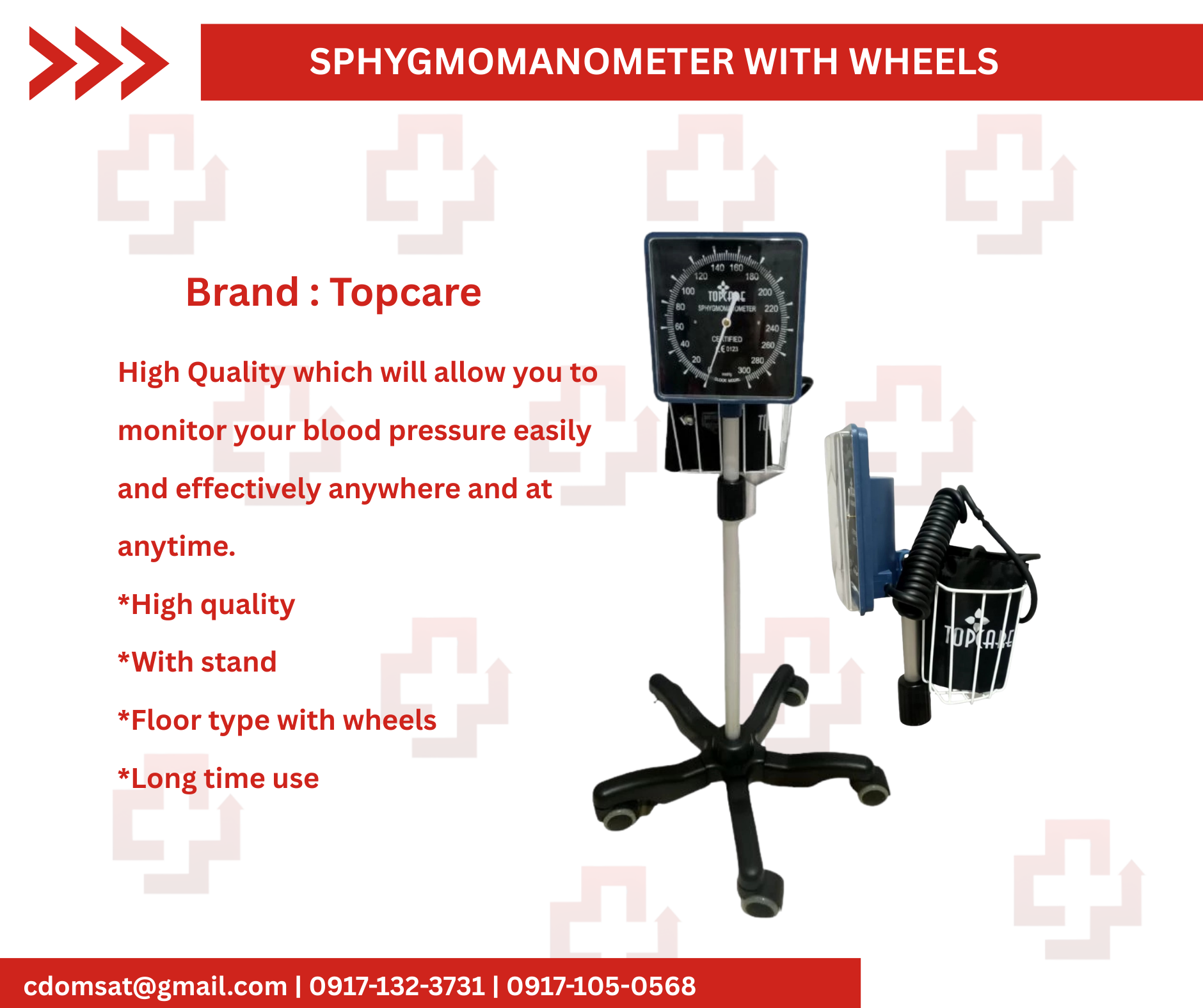 Topcare Sphygmomanometer with Wheels | Stand-Type Manual BP