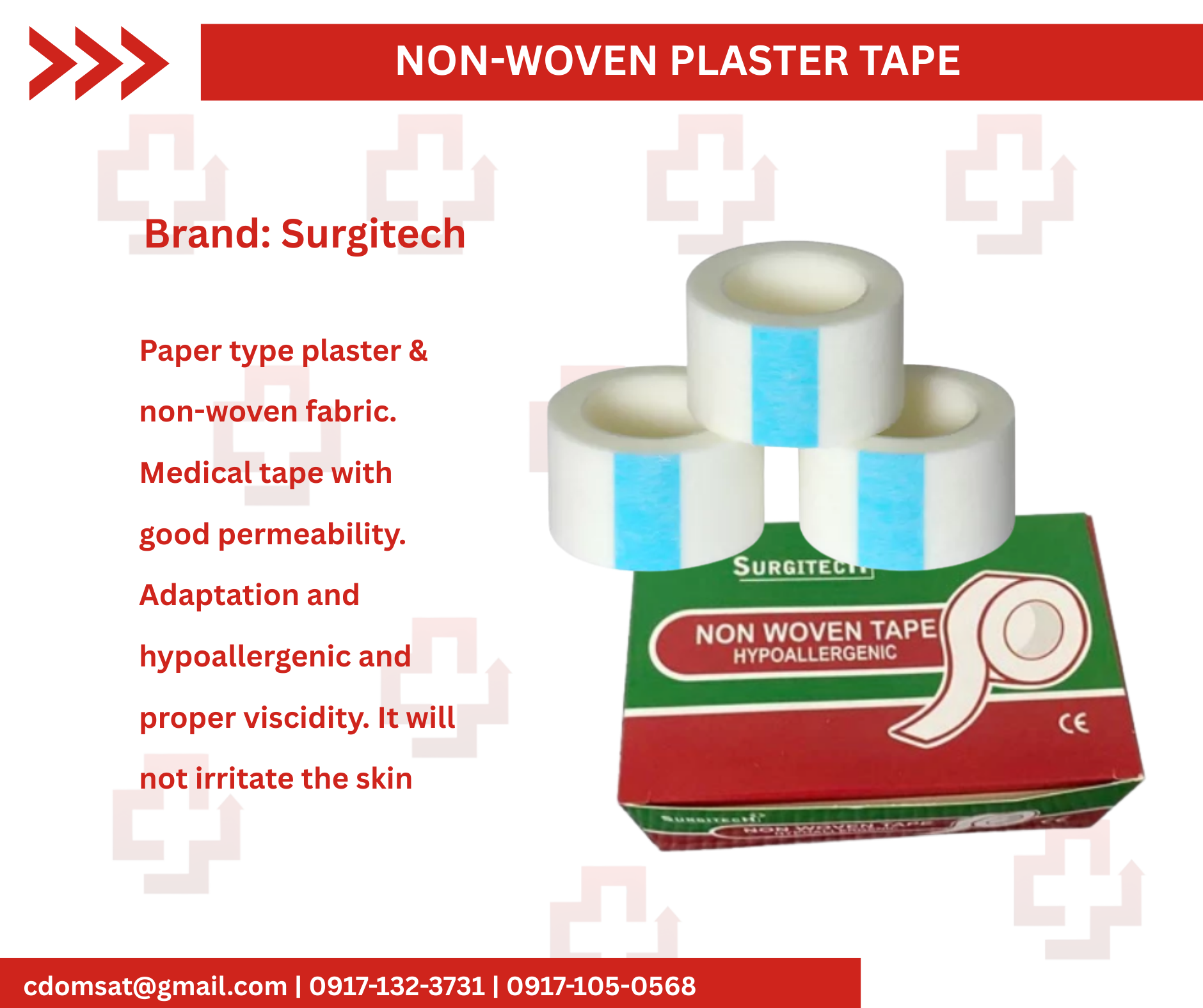 Surgitech Non-Woven Plaster Tape | Hypoallergenic Medical Adhesive Tape