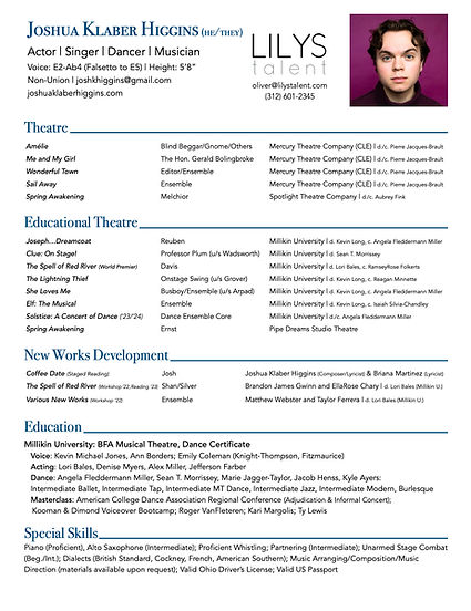 Joshua Klaber Higgins Resume (image)