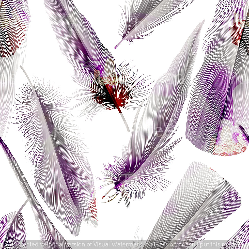 Kwaint Purple Pastel Feathers Pre order Fabric
