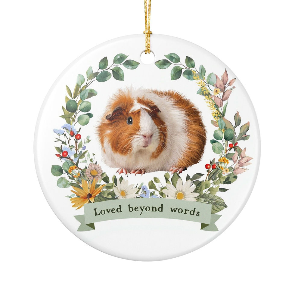 Thumbnail: Personalized Guinea Pig Memorial Photo Ornament Ceramic Name and Years