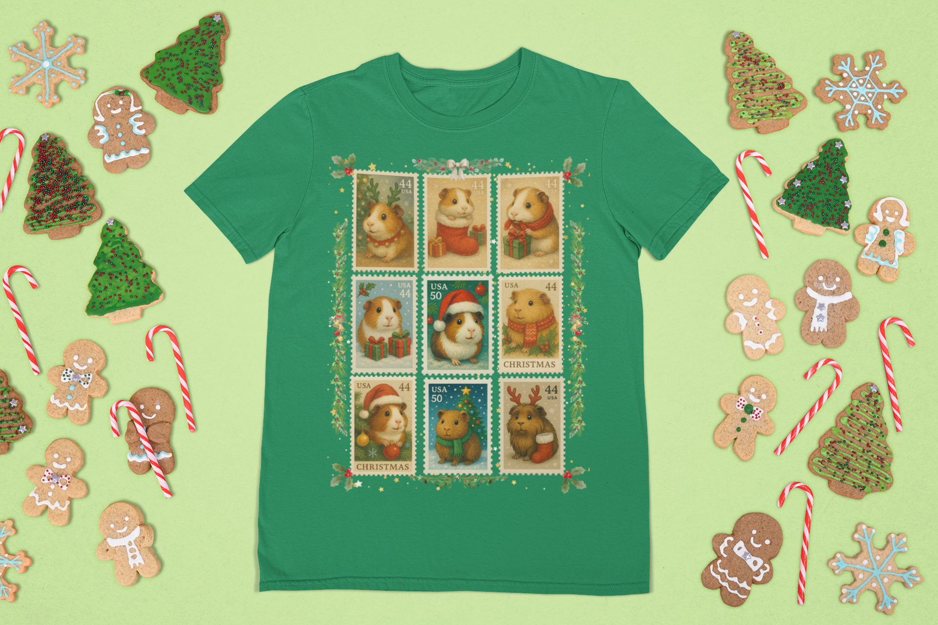 Christmas Guinea Pig Stamp T-Shirt 