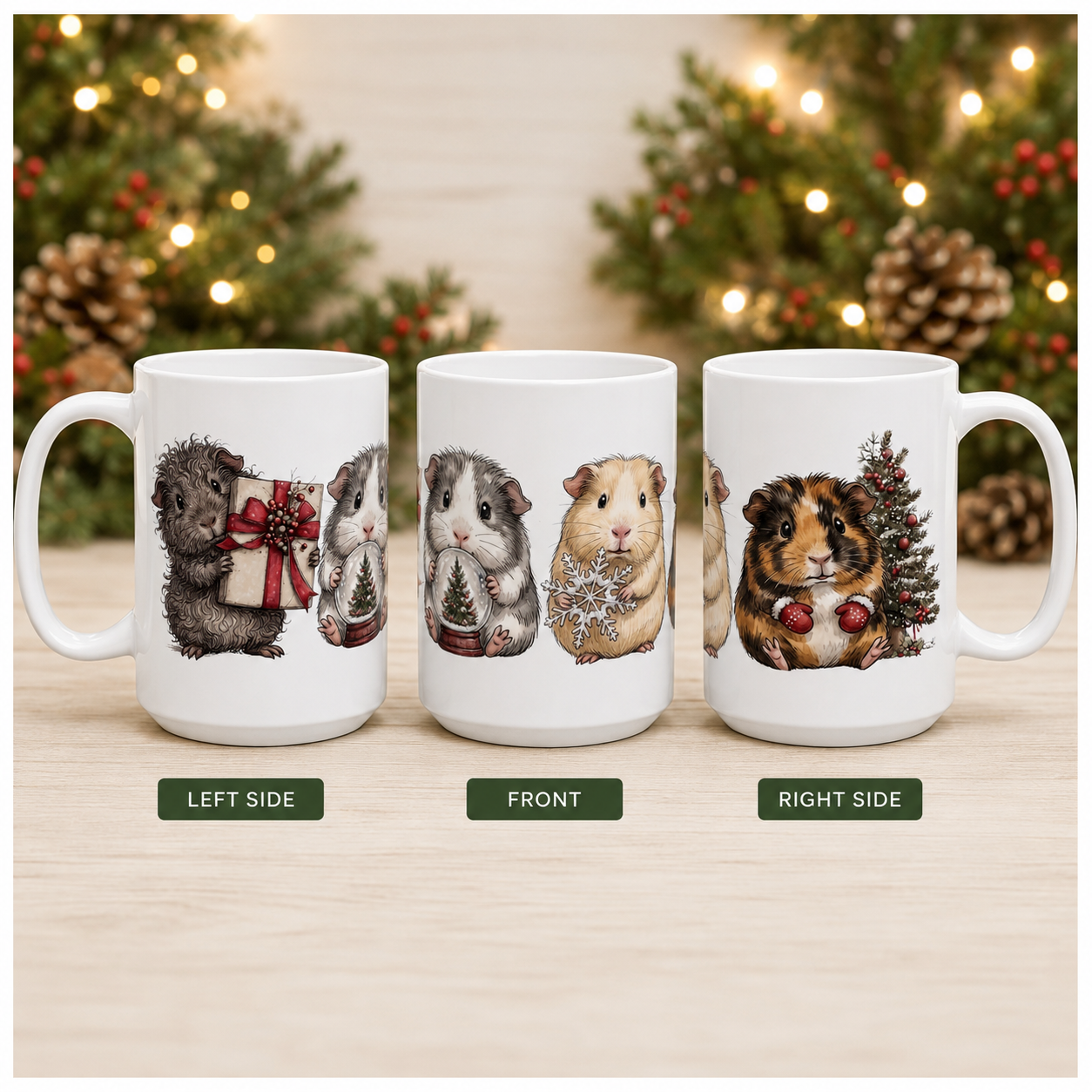 Christmas Guinea Pig Ceramic Mug (11oz, 15oz)