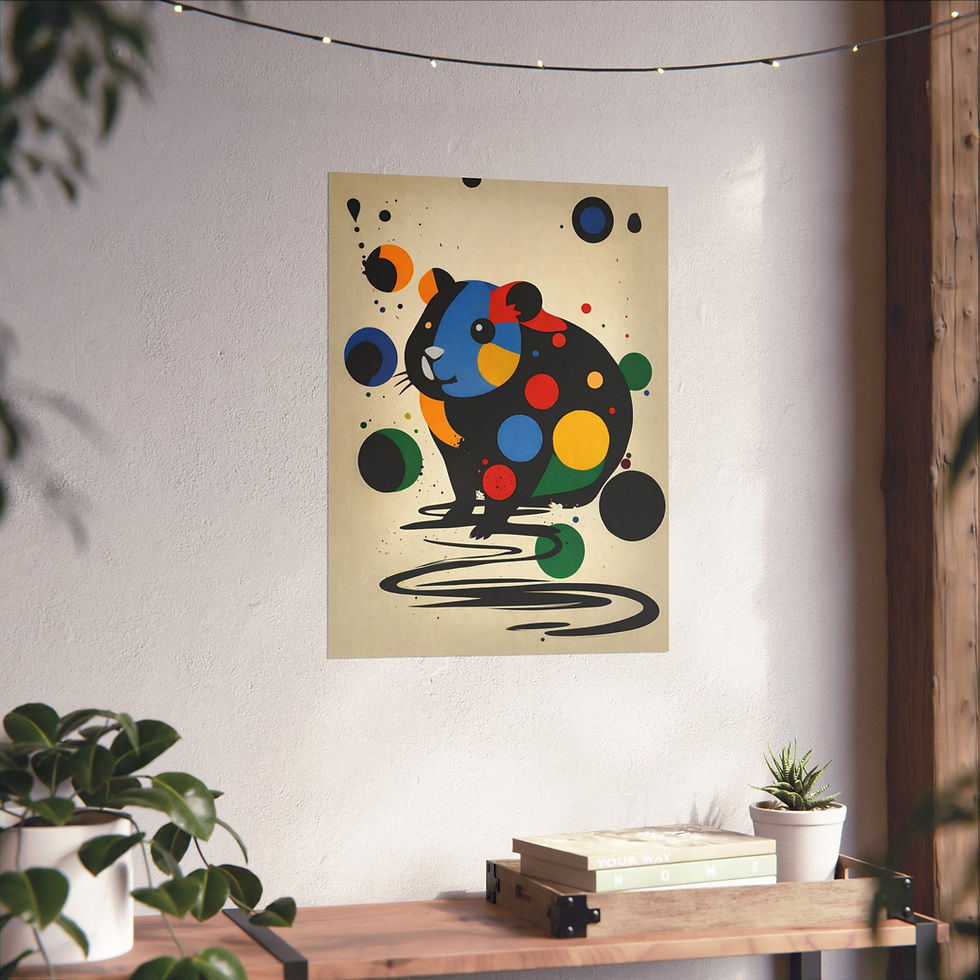 Thumbnail: Mid Century Modern Guinea Pig Art Print | Retro Geometric Guinea Pig Poster 