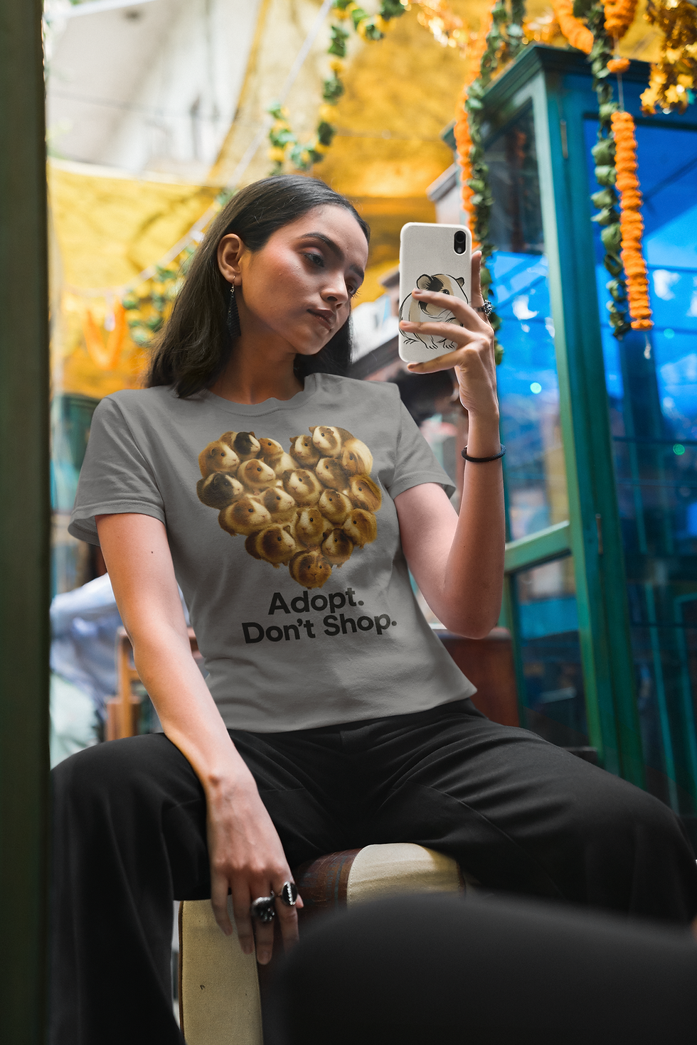 Thumbnail: 💛 Adopt. Don’t Shop. - Cute Guinea Pig Tee Lightweight T-Shirt