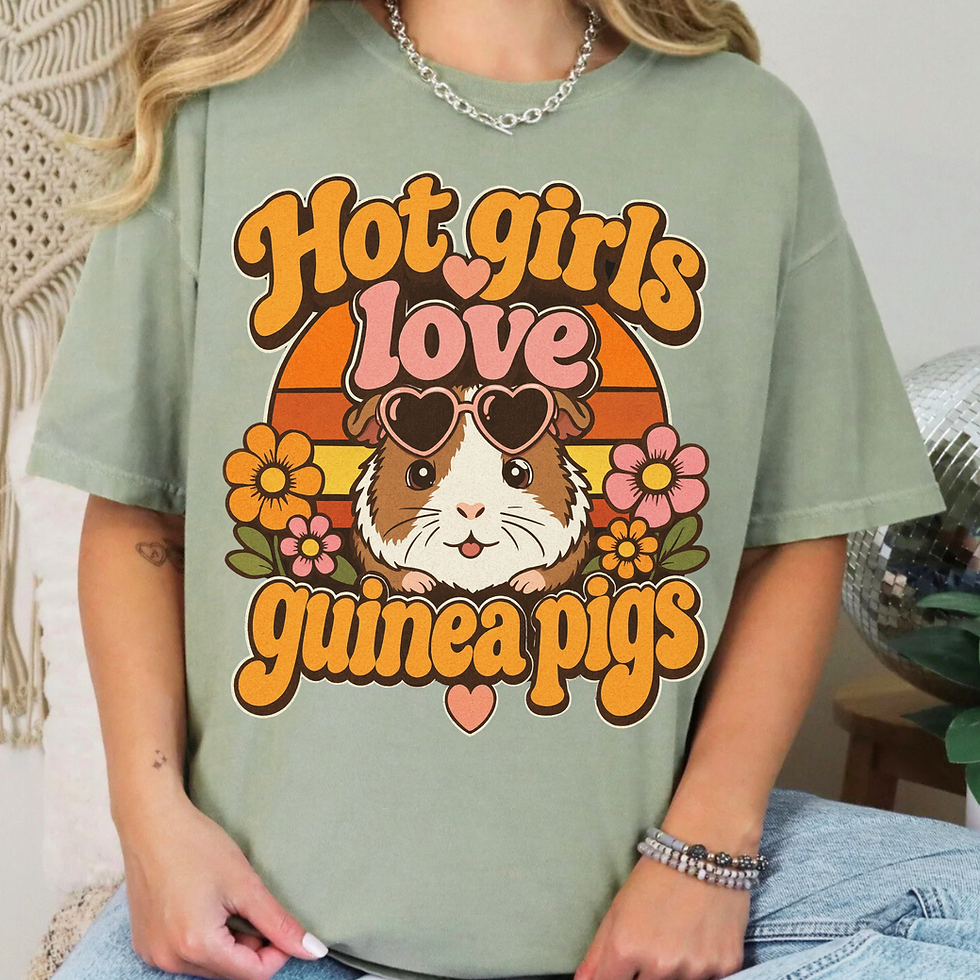 Thumbnail: Hot Girls Love Guinea Pigs T-Shirt | Retro Comfort Colors Shirt