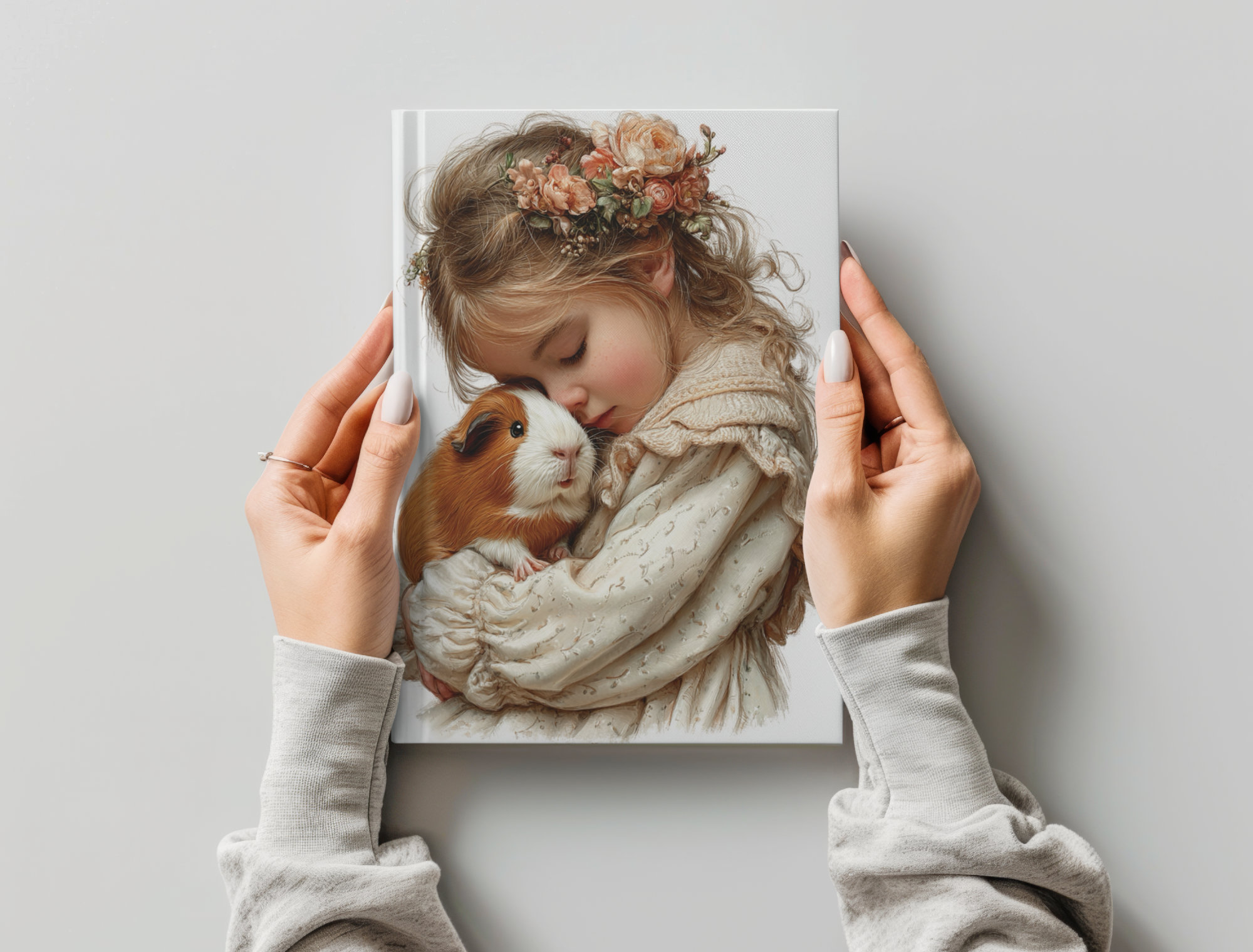 Guinea Pig Cuddle Hardcover Journal - Cute Girl & Pet Notebook
