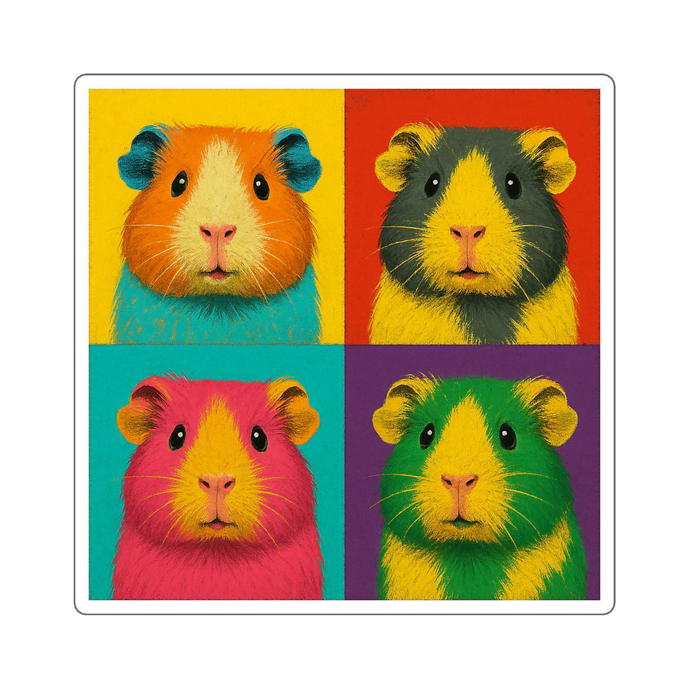 Thumbnail: Guinea Pig Pop Art Sticker - Colorful Square Vinyl Decal - Animal Art