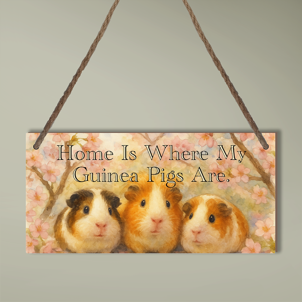 Wooden Hanging Sign – “Home Is Where My Guinea Pigs Are”