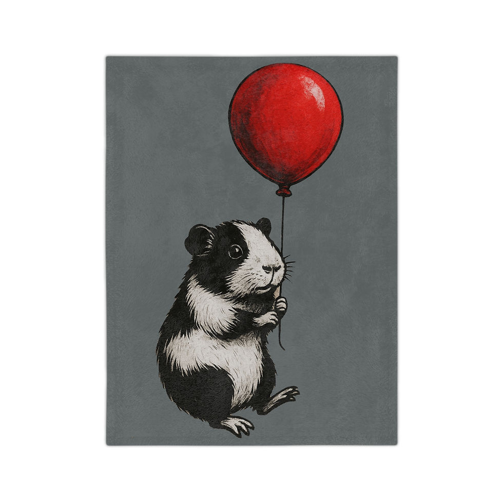 Guinea Pig Red Balloon Blanket, Cute Throw, Cozy Microfleece Gift