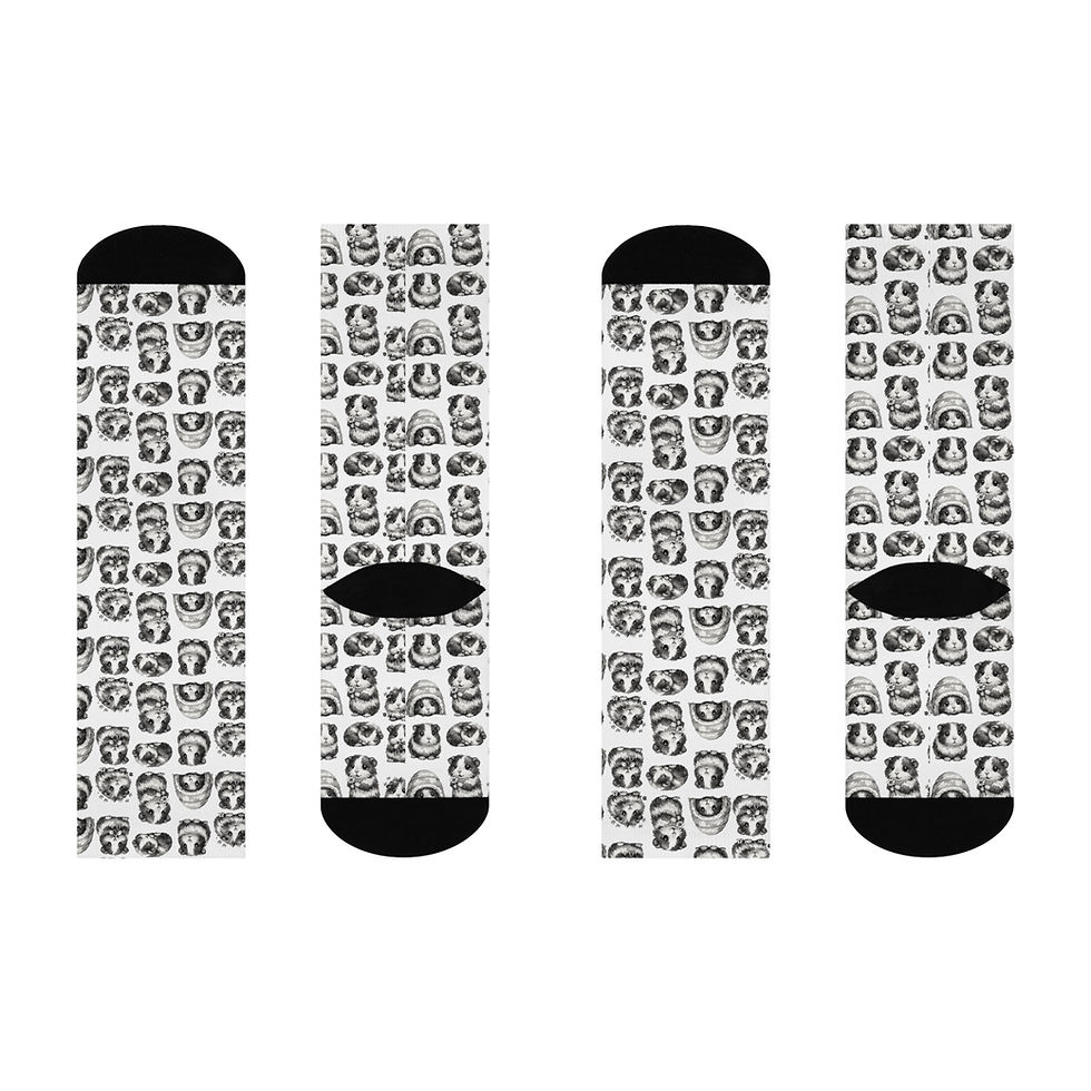 Thumbnail: Guinea Pig Crew Socks, Funny Guinea Pig Gift, Black and White Animal Socks