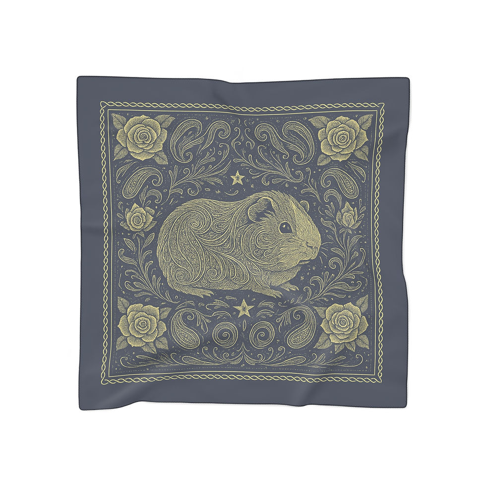 Whimsical Guinea Pig Poly Scarf | Cute Pet-Themed Fashion Accessory