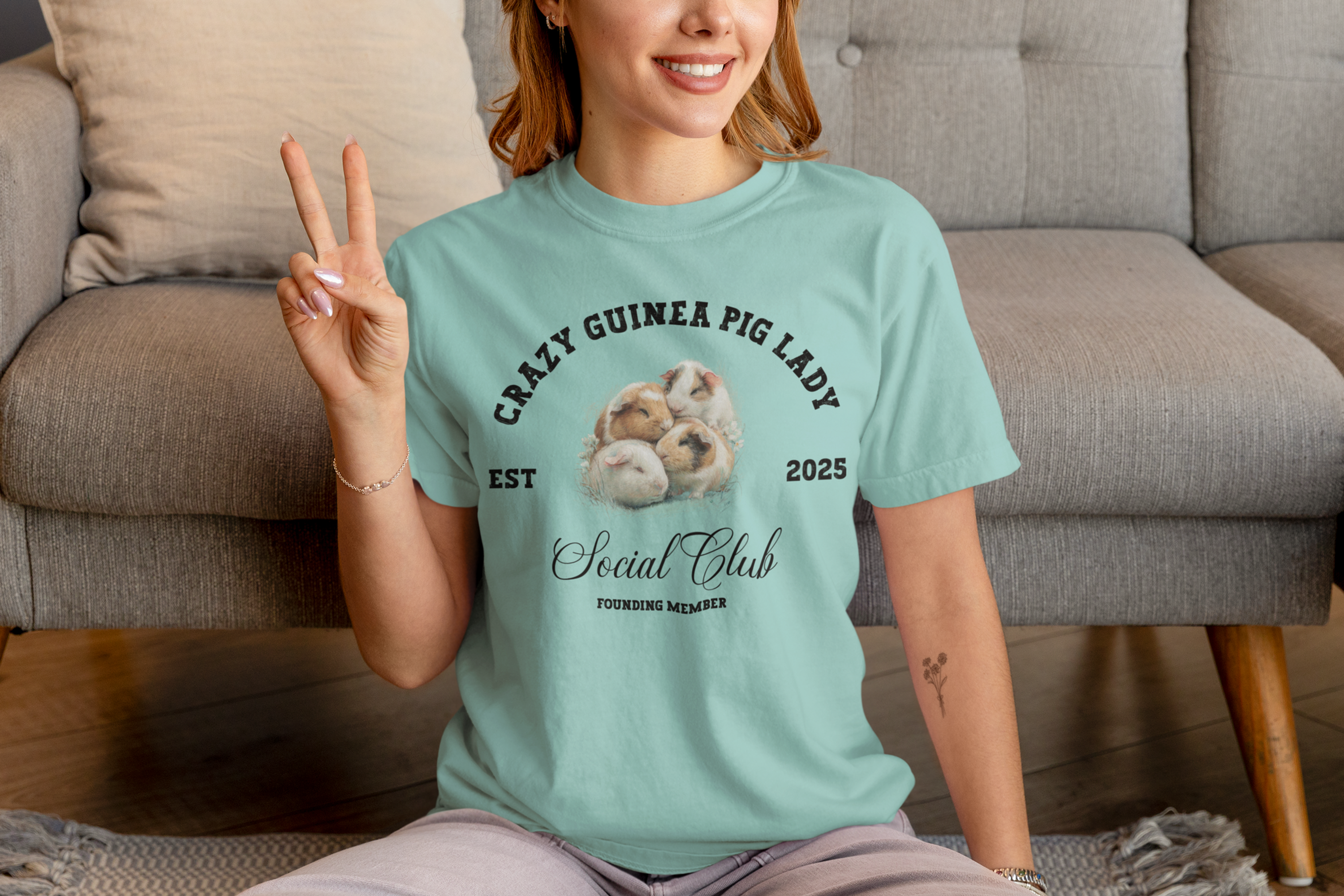 Crazy Guinea Pig Lady Social Club T-Shirt -Comfort Colors®-Founding Member 2025 