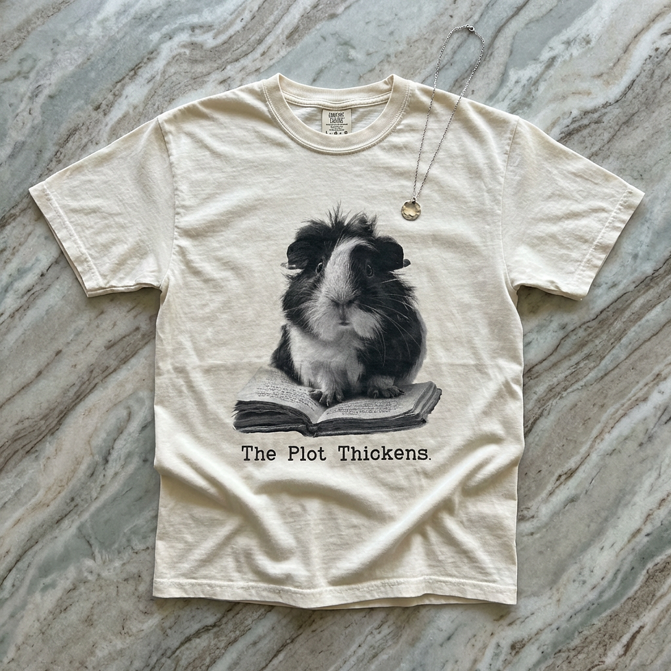 Thumbnail: Guinea Pig Reading T-Shirt — "The Plot Thickens" Book Lover Tee